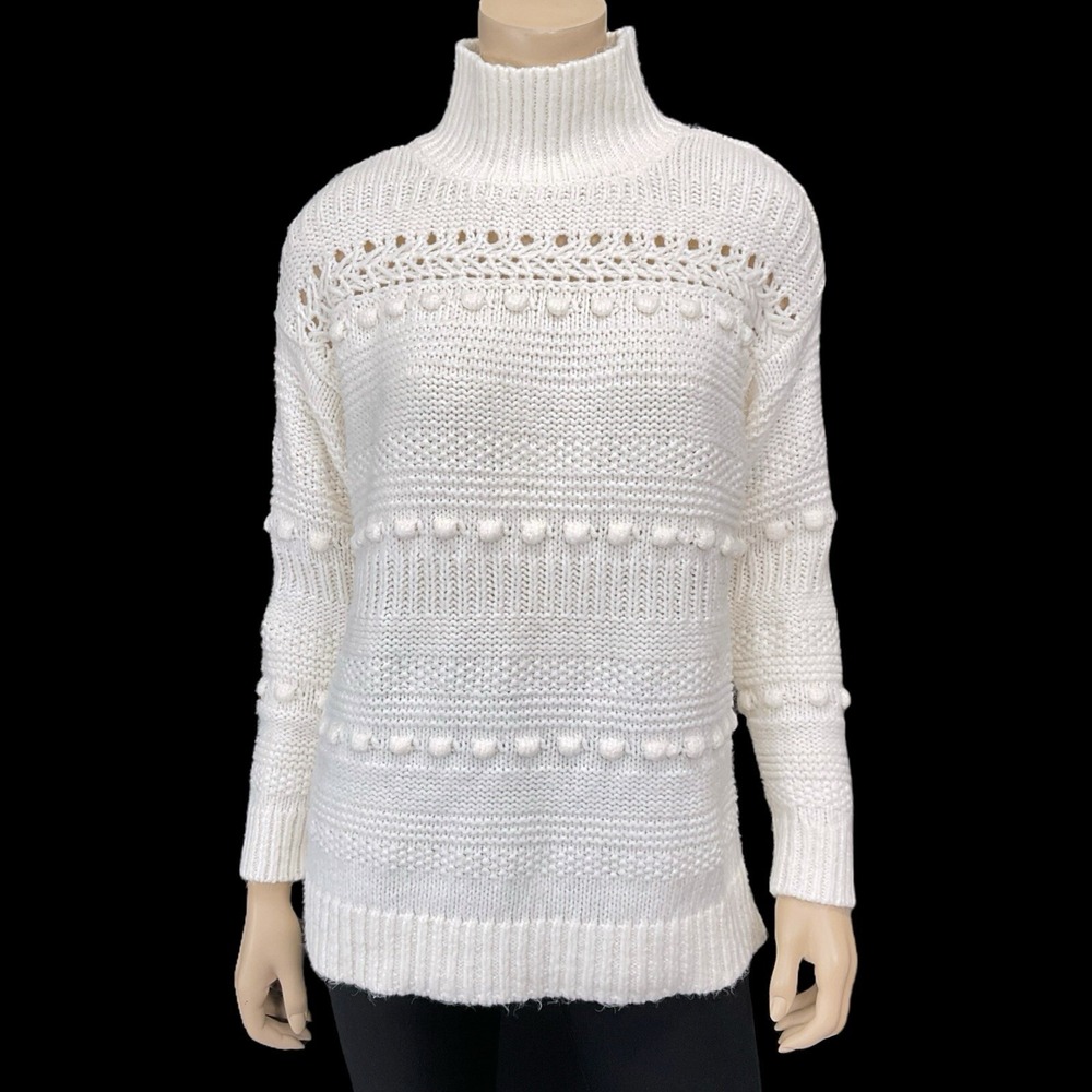 Lou & Grey Sweater Womens Ivory Small Chunky Pointelle Long Sleeve